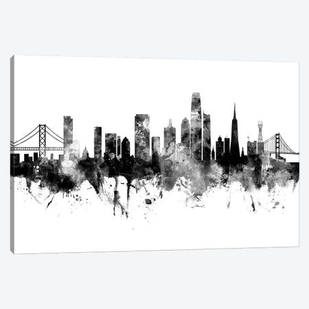 San Francisco California Skyline Black And White Canvas Print #MTO2470} by Michael Tompsett Canvas Art Print