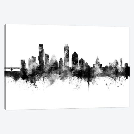 Austin Texas Skyline Black And White Canvas Print #MTO2471} by Michael Tompsett Canvas Art Print
