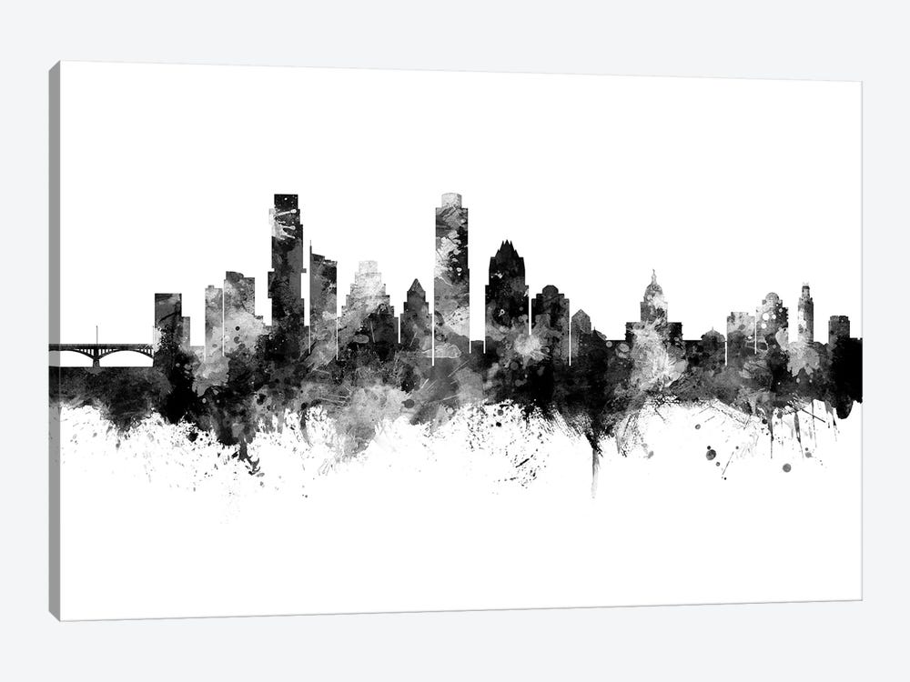 Austin Texas Skyline Black And White by Michael Tompsett 1-piece Canvas Art