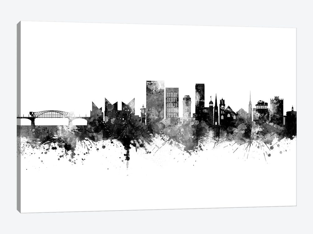 Chattanooga Tennessee Skyline Black And White by Michael Tompsett 1-piece Canvas Art Print