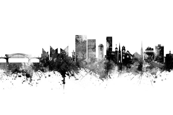 Large Black & White Art - Canvas Prints: Chattanooga Tennessee Skyline Black And White by Michael Tompsett