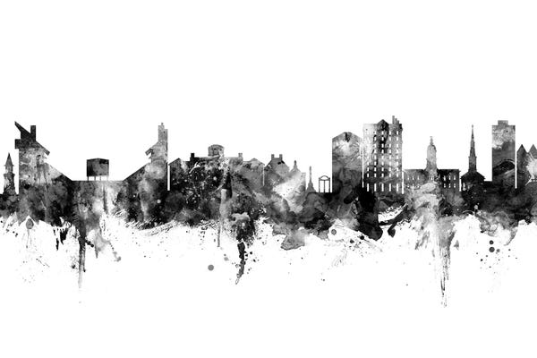Michael Tompsett: Athens Georgia Skyline Black And White by Michael Tompsett