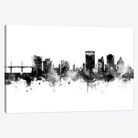 Asheville North Carolina Skyline Black And White Canvas Print #MTO2474} by Michael Tompsett Canvas Artwork