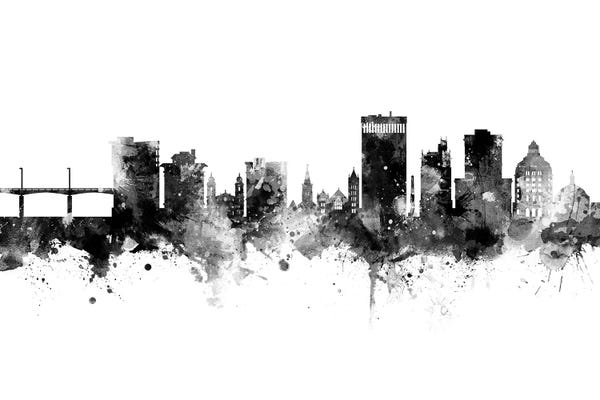 North Carolina: Asheville North Carolina Skyline Black And White by Michael Tompsett