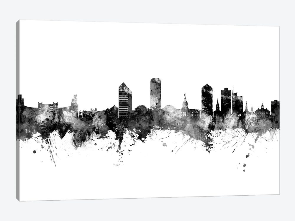 Tallahassee Florida Skyline Black And White by Michael Tompsett 1-piece Canvas Wall Art