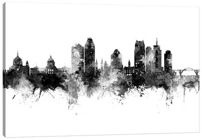 Saint Paul Minnesota Skyline Black And White Canvas Art Print - Michael Tompsett