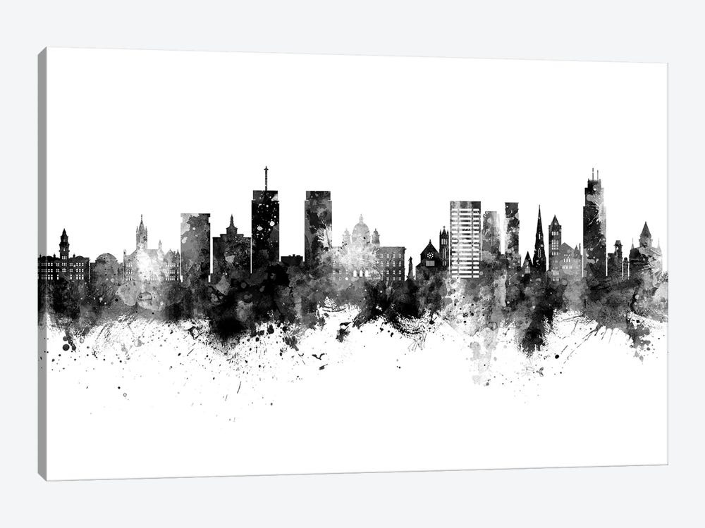Syracuse New York Skyline Black And White by Michael Tompsett 1-piece Canvas Wall Art