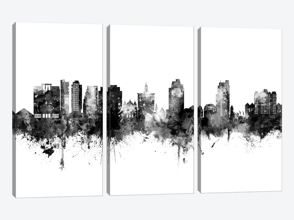 San Jose California Skyline Black And White by Michael Tompsett 3-piece Art Print