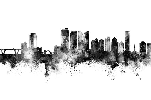 Fort Lauderdale: Fort Lauderdale Florida Skyline Black And White by Michael Tompsett