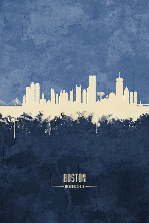 Boston Massachusetts Skyline Navy