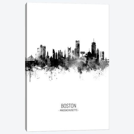 Boston Massachusetts Skyline Portrait Black And White Canvas Print #MTO2489} by Michael Tompsett Canvas Artwork