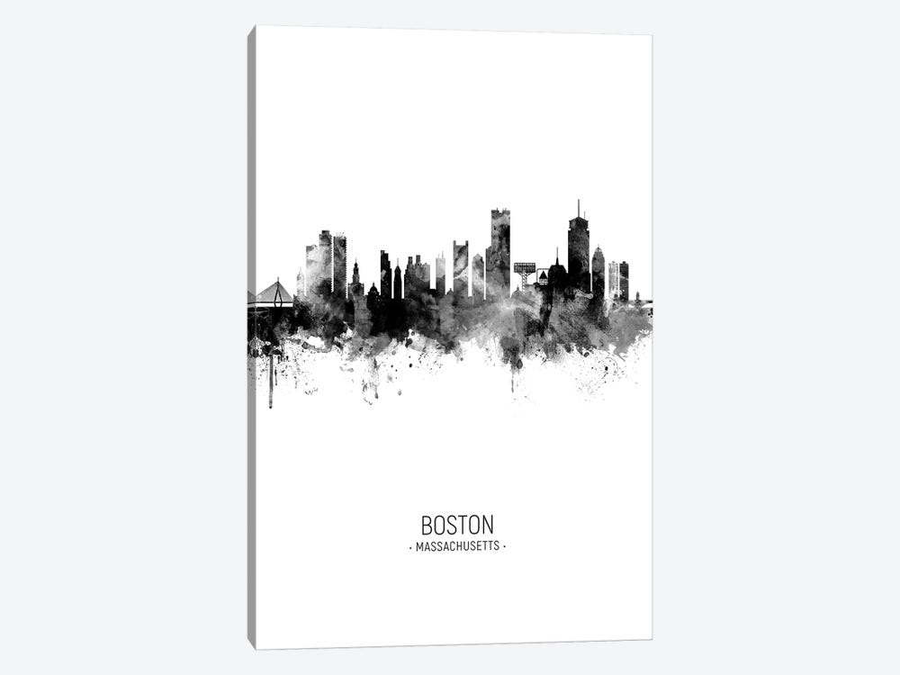 Boston Massachusetts Skyline Portrait Black And White by Michael Tompsett 1-piece Art Print