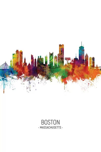 Portrait Boston Massachusetts Skyline by Michael Tompsett canvas print