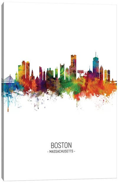 Boston Massachusetts Skyline Portrait Canvas Art Print - Boston Art