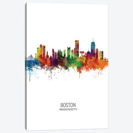 Boston Massachusetts Skyline Portrait Canvas Print #MTO2491} by Michael Tompsett Art Print