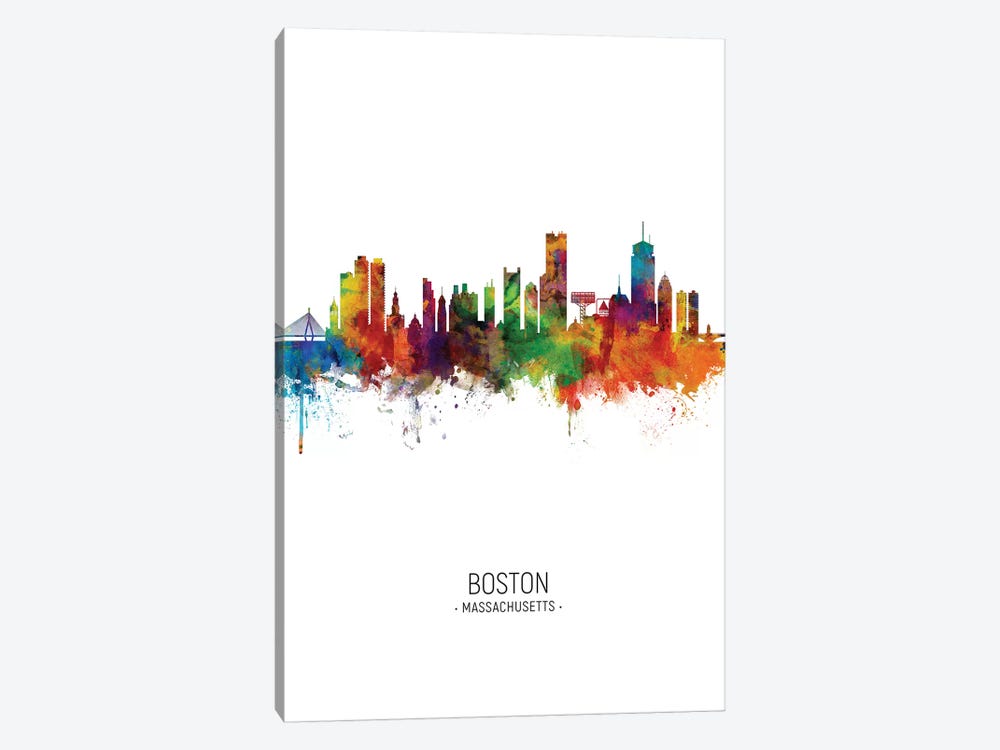 Boston Massachusetts Skyline Portrait by Michael Tompsett 1-piece Canvas Wall Art