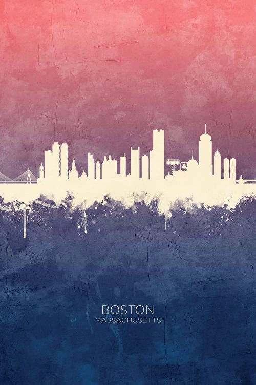 Blue Rose Boston Massachusetts Skyline by Michael Tompsett wall art