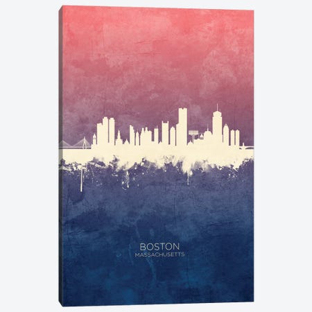 Boston Massachusetts Skyline Blue Rose Canvas Print #MTO2492} by Michael Tompsett Canvas Print