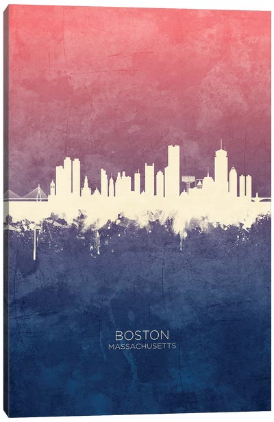 Boston Massachusetts Skyline Blue Rose Canvas Art Print - Massachusetts Art