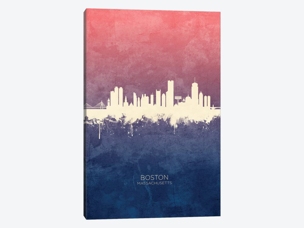 Boston Massachusetts Skyline Blue Rose by Michael Tompsett 1-piece Art Print