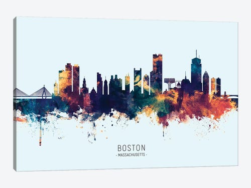 Boston Massachusetts Skyline Blue Orange Ca Michael Tompsett Icanvas