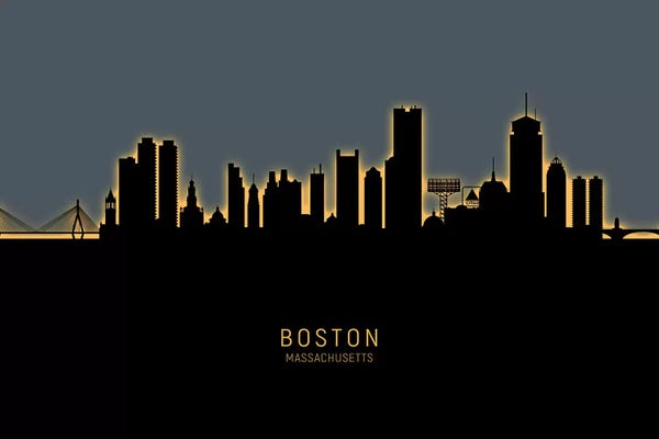 Boston: Glow Orange Boston Massachusetts Skyline by Michael Tompsett