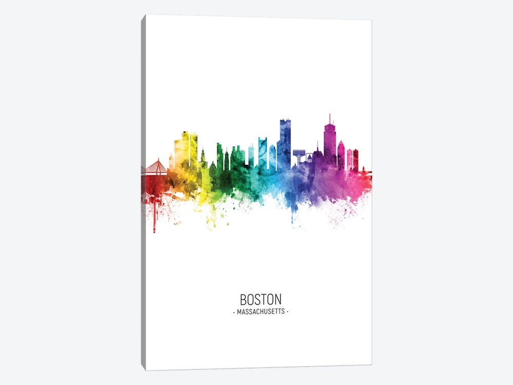 Boston Skyline Rainbow Tall by Michael Tompsett 1-piece Art Print