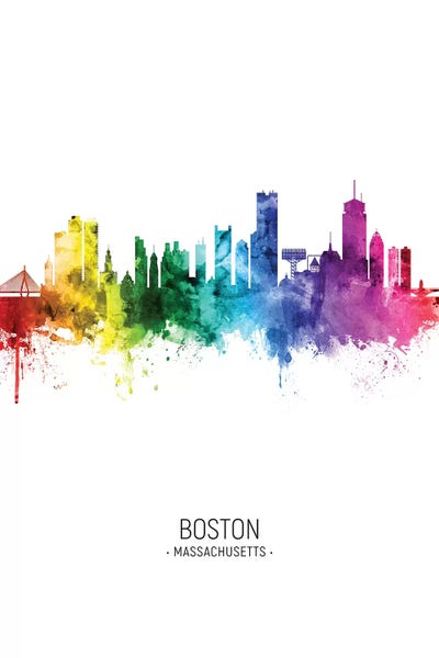 Massachusetts: Boston Skyline Rainbow Tall by Michael Tompsett