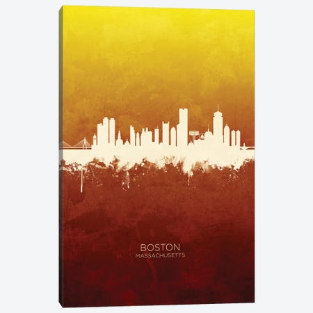 Boston Massachusetts Skyline Red Gold Canvas Print #MTO2499} by Michael Tompsett Art Print