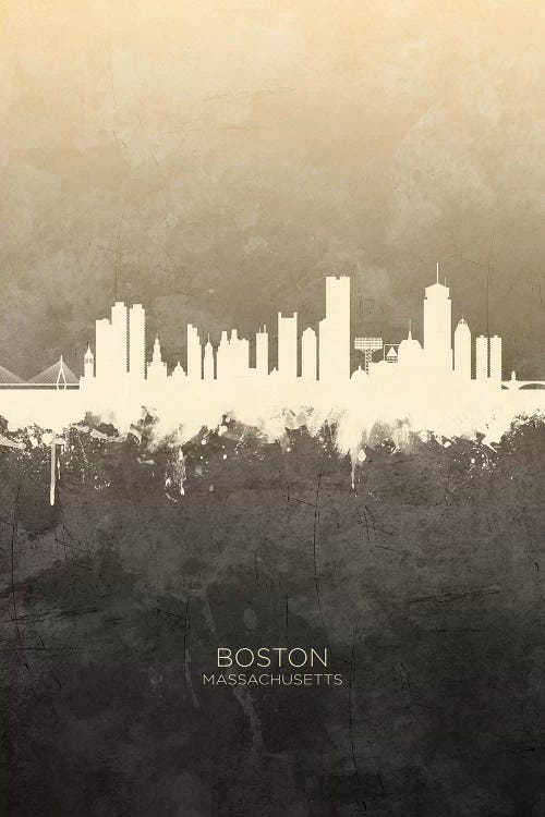 Boston Massachusetts Skyline Taupe