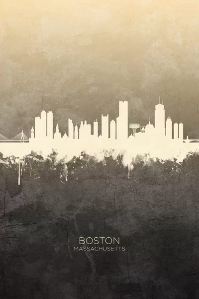 Boston: Boston Massachusetts Skyline Taupe by Michael Tompsett