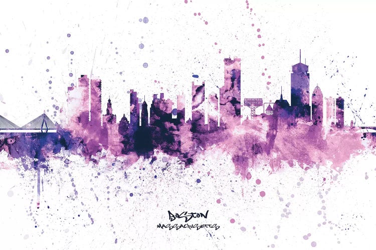 Boston Skyline Splash Purple