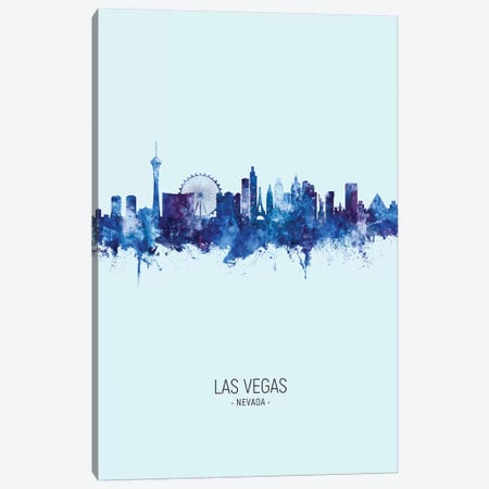 Las Vegas Nevada Skyline Portrait Dark Blue Canvas Print #MTO2507} by Michael Tompsett Canvas Art