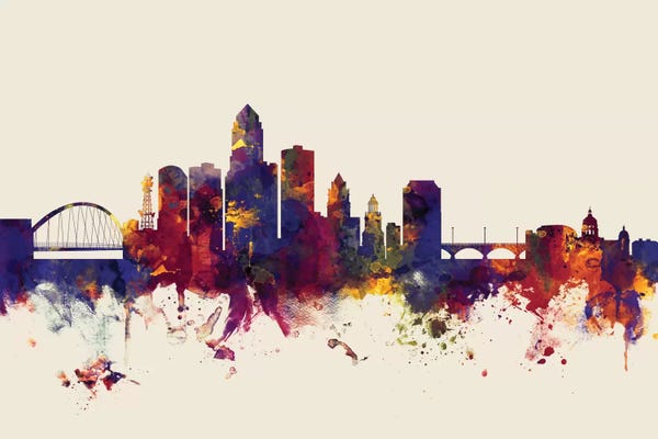 Michael Tompsett: Des Moines, Iowa, USA On Beige by Michael Tompsett