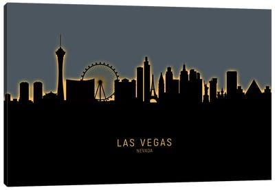 Las Vegas Nevada Skyline Glow Orange Canvas Art Print - Las Vegas Art