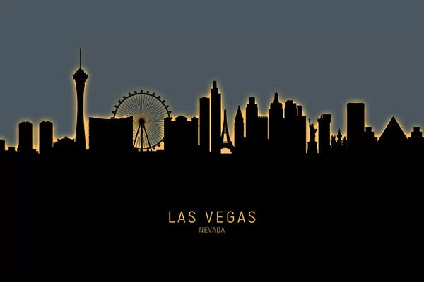 Nevada: Las Vegas Nevada Skyline Glow Orange by Michael Tompsett