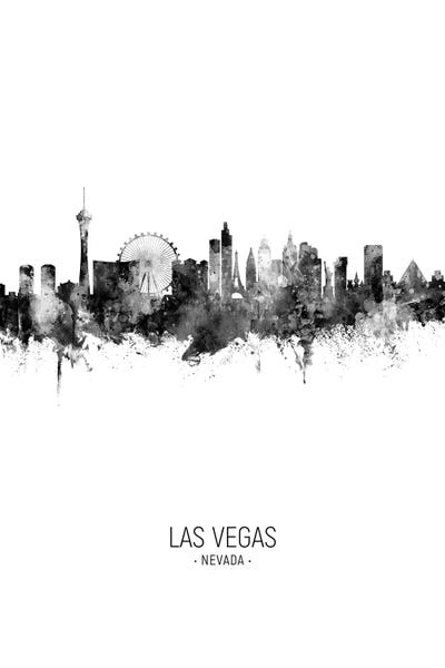 Portrait Black And White Las Vegas Nevada Skyline by Michael Tompsett art print