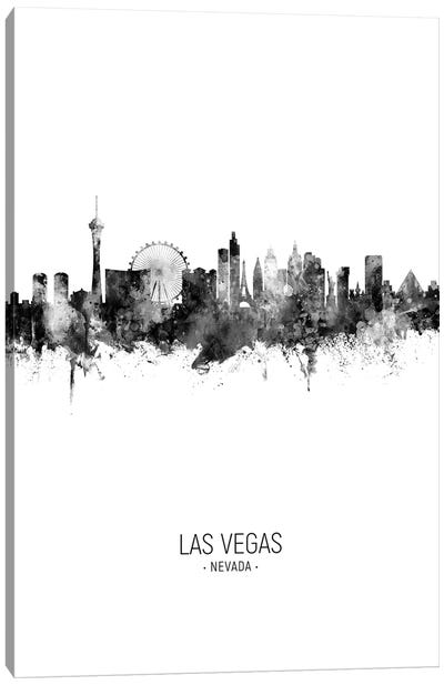 Las Vegas Nevada Skyline Portrait Black And White Canvas Art Print - Las Vegas Skylines