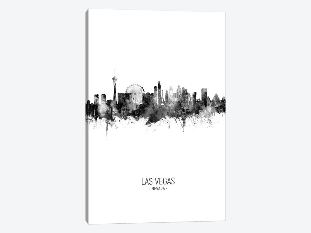 Las Vegas Nevada Skyline Portrait Black And White by Michael Tompsett 1-piece Canvas Wall Art