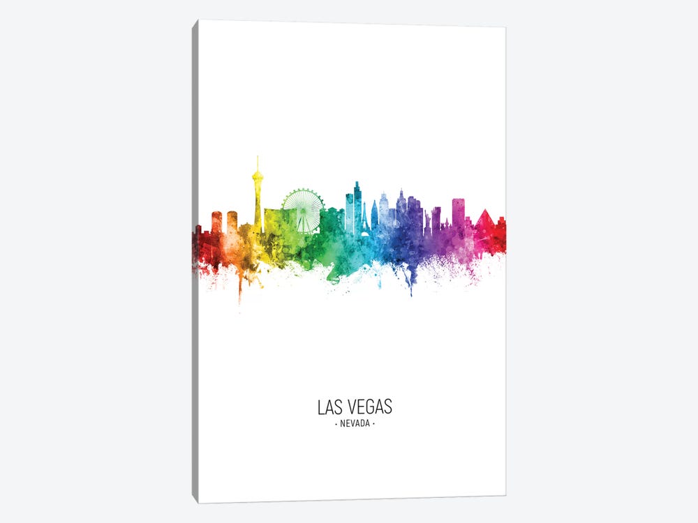 Las Vegas Nevada Skyline Rainbow Tall by Michael Tompsett 1-piece Canvas Print