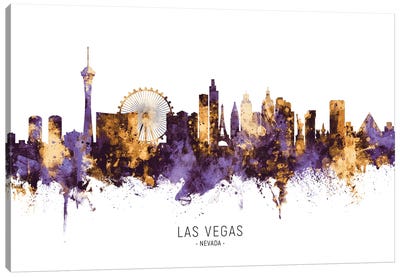 Las Vegas Nevada Skyline Purple Gold Canvas Art Print - Las Vegas Skylines