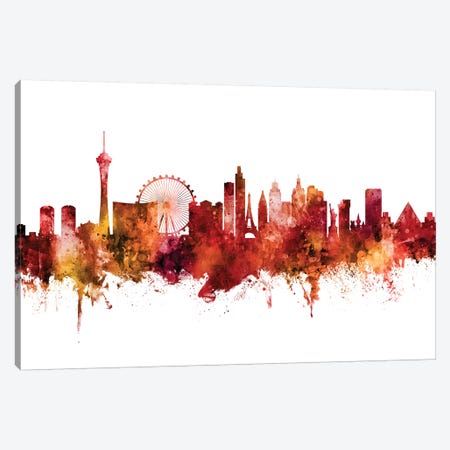 Las Vegas Nevada Skyline Red Canvas Print #MTO2521} by Michael Tompsett Canvas Print