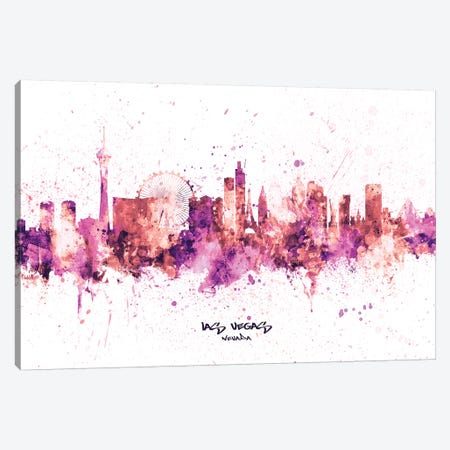 Las Vegas Nevada Skyline Splash Pink Canvas Print #MTO2523} by Michael Tompsett Canvas Print