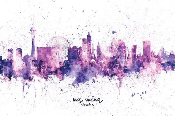 Las Vegas: Splash Purple Las Vegas Nevada Skyline by Michael Tompsett