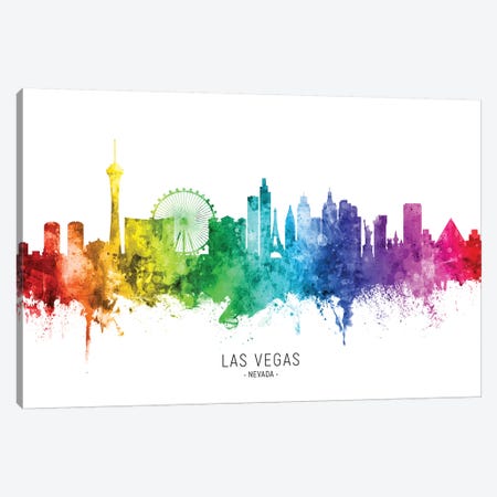 Las Vegas Nevada Skyline Rainbow Canvas Print #MTO2525} by Michael Tompsett Canvas Art