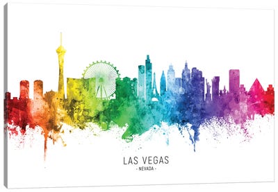 Las Vegas Nevada Skyline Rainbow Canvas Art Print - Las Vegas Skylines
