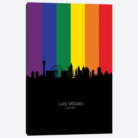 Las Vegas Nevada Skyline Rainbow Flag Canvas Print #MTO2526} by Michael Tompsett Canvas Wall Art