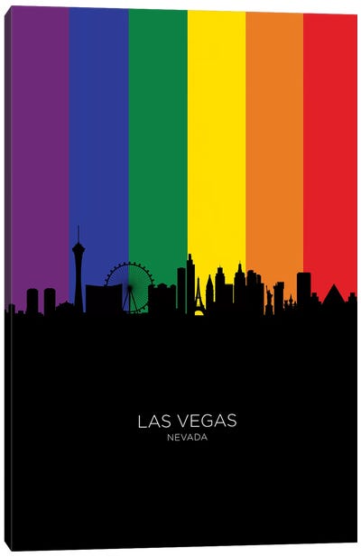 Las Vegas Nevada Skyline Rainbow Flag Canvas Art Print - Las Vegas Skylines