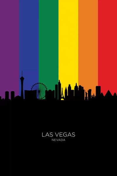 Las Vegas Skylines: Rainbow Flag Las Vegas Nevada Skyline by Michael Tompsett
