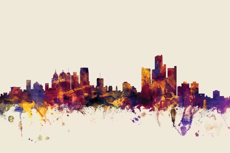 Detroit, Michigan, USA On Beige by Michael Tompsett wall art